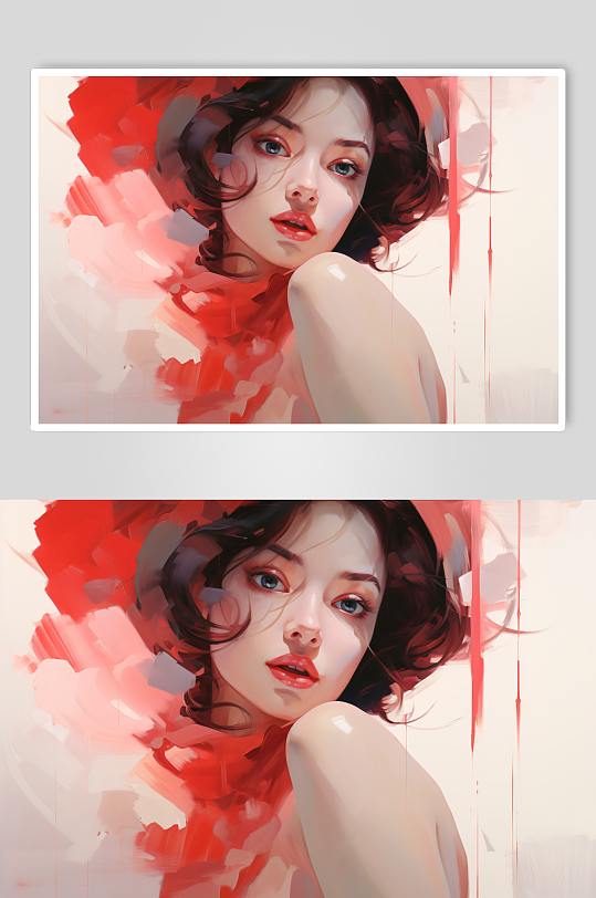 AI数字艺术美女艺术装饰画-众图网