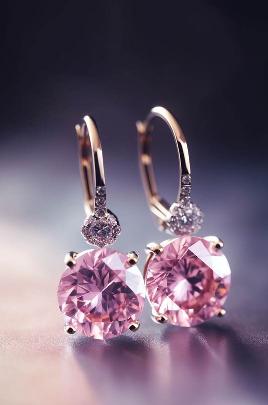 AI数字艺术高清粉钻耳环珠宝首饰摄影图片-众图网