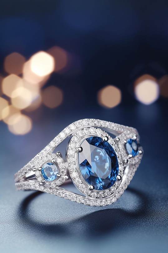 AI数字艺术简约宝石戒指珠宝首饰摄影图片-众图网