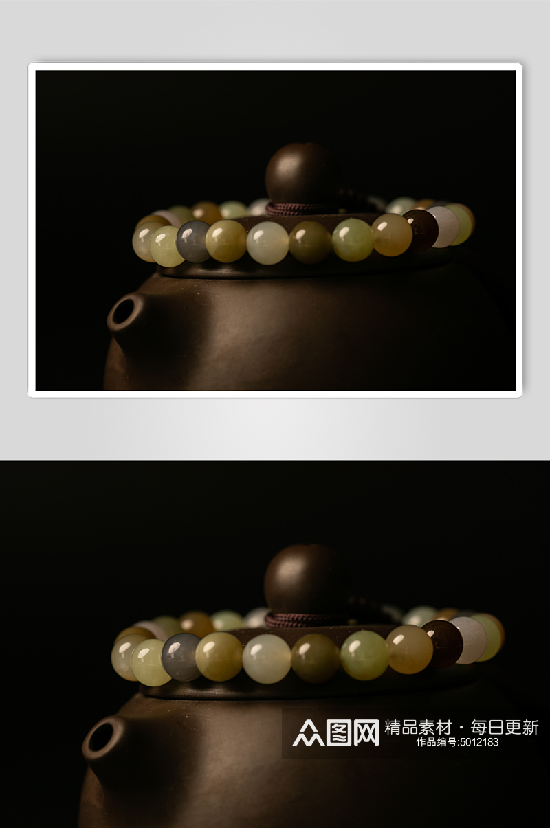 中国风素玉石复古手链珠宝摄影图片素材
