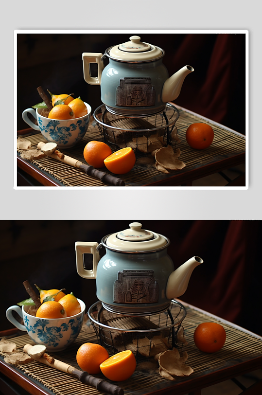 AI数字艺术围炉煮茶摄影图