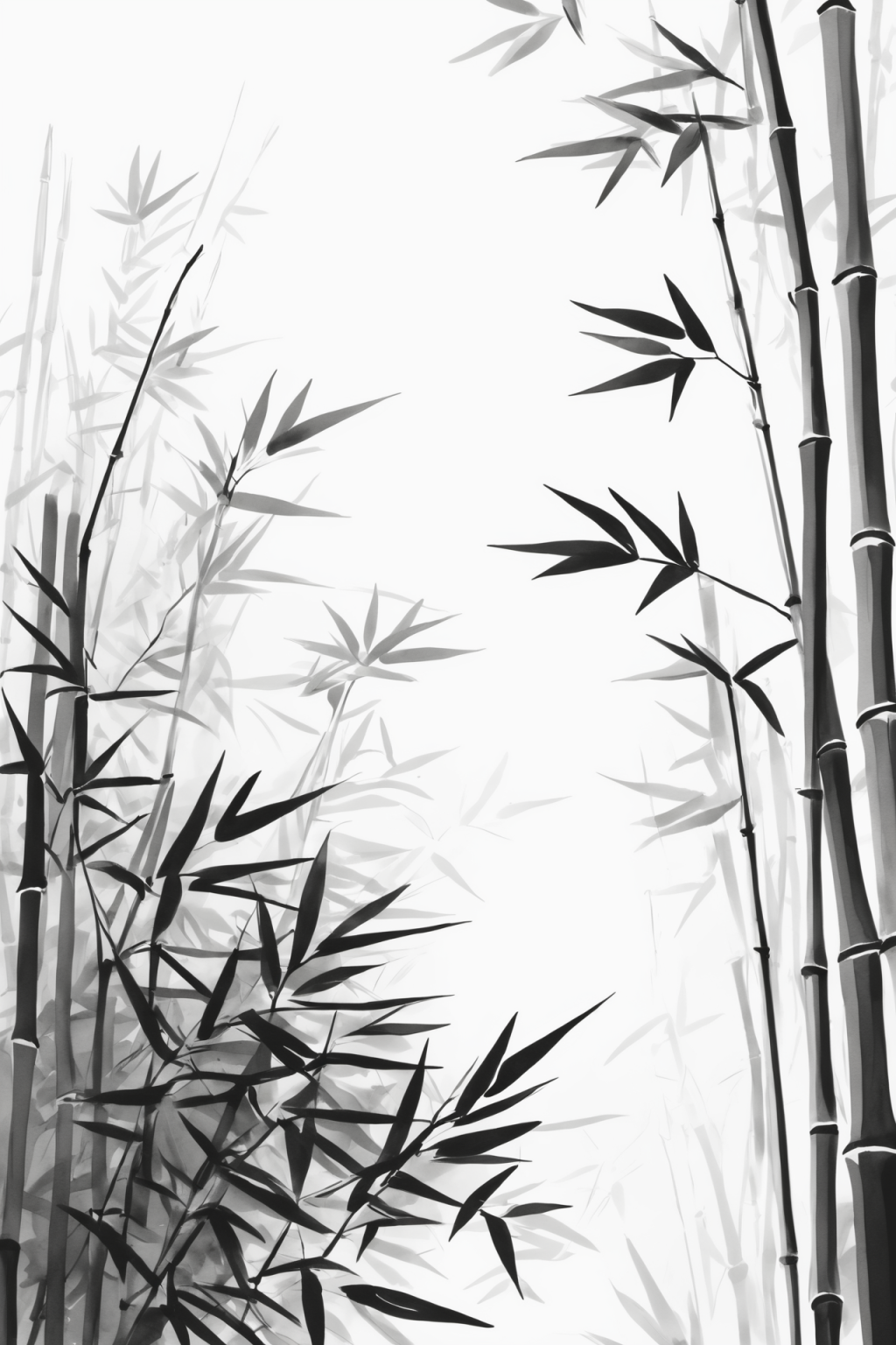 AI数字艺术中国风竹子竹林水墨插画素材下载-众图网