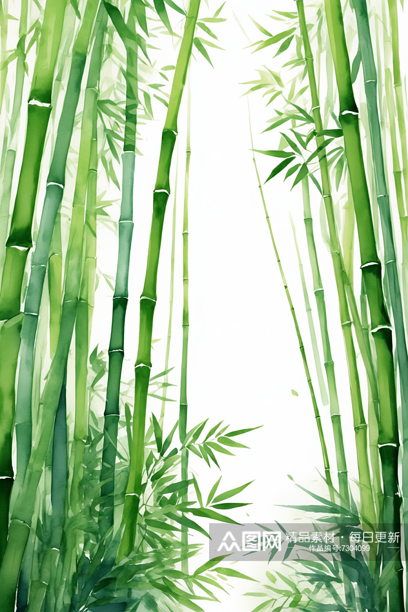 AI数字艺术中国风竹子竹林水墨意境插画素材