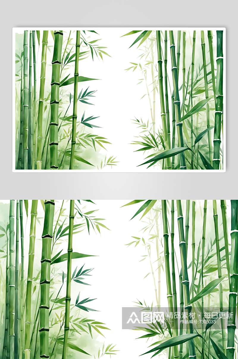 AI数字艺术中国风竹林水墨意境插画素材