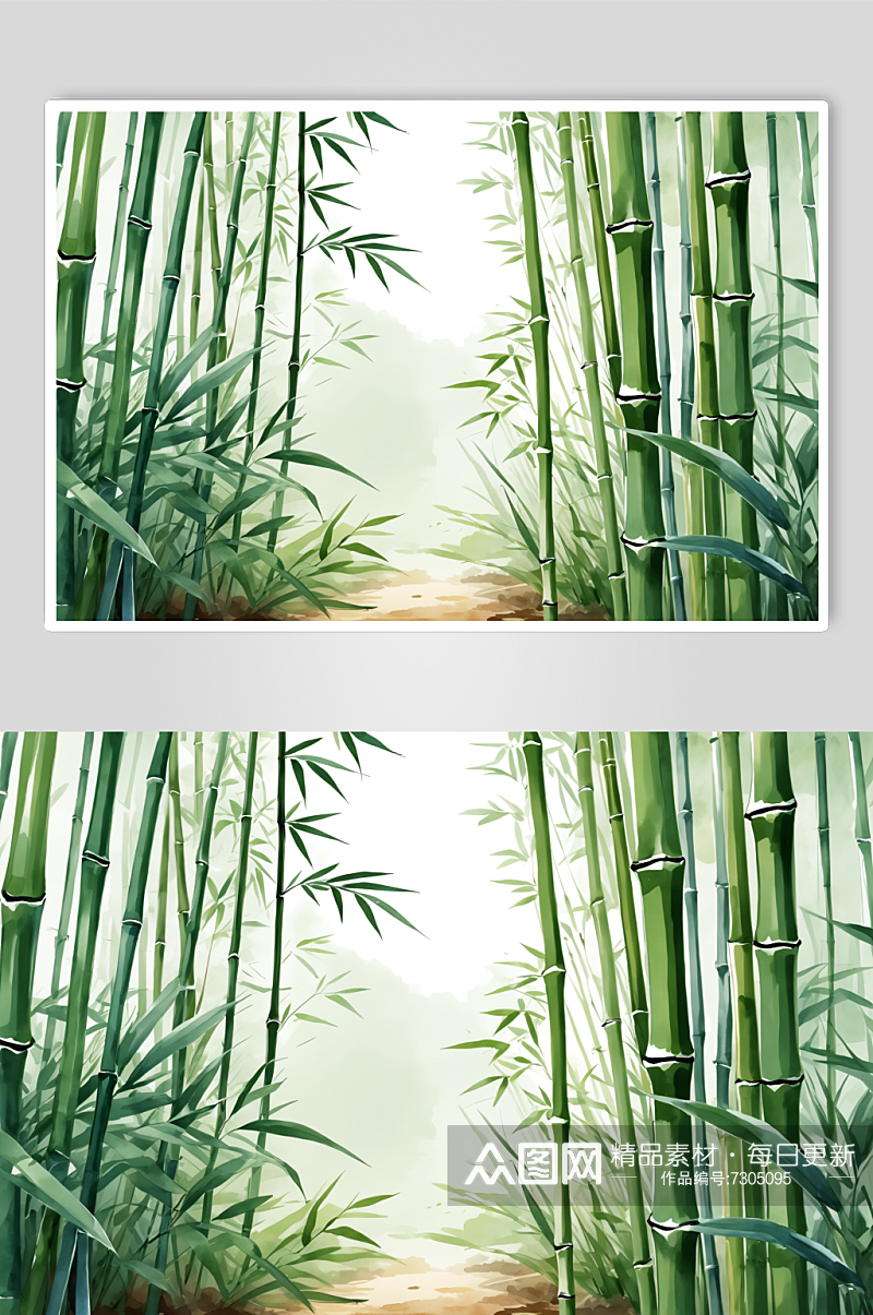 AI数字艺术中国风竹林水墨意境插画素材