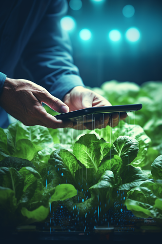 AI数字艺术科技助农水培摄影图片