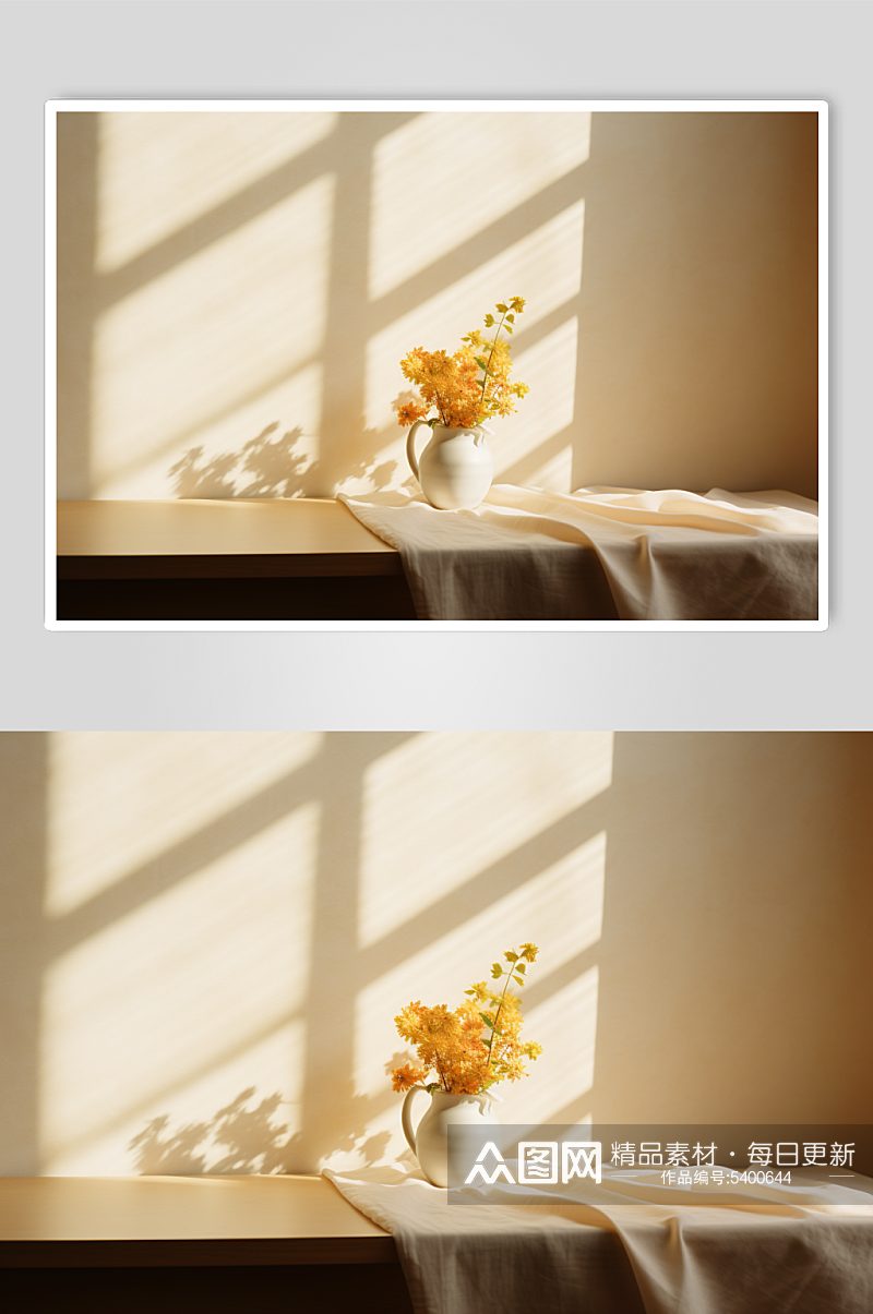AI数字艺术摆放在桌上的鲜花摄影图素材