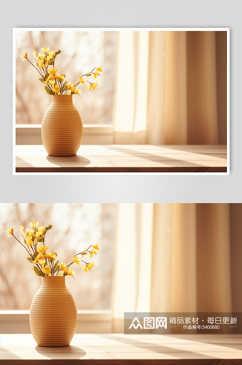 AI数字艺术摆放在桌上的鲜花摄影图素材