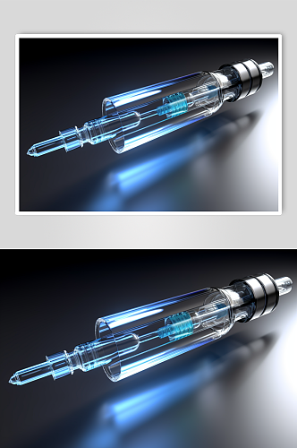 AI数字艺术极简注射器医疗仪器摄影图片
