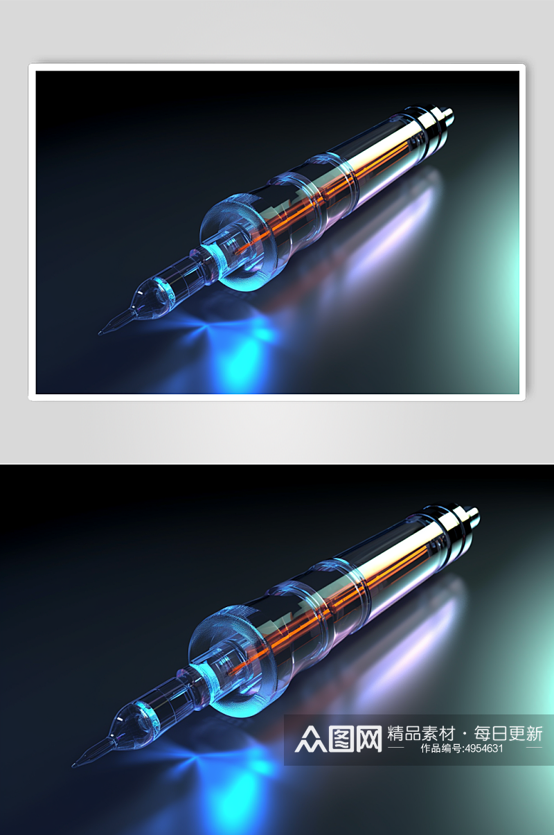 AI数字艺术极简注射器医疗仪器摄影图片素材