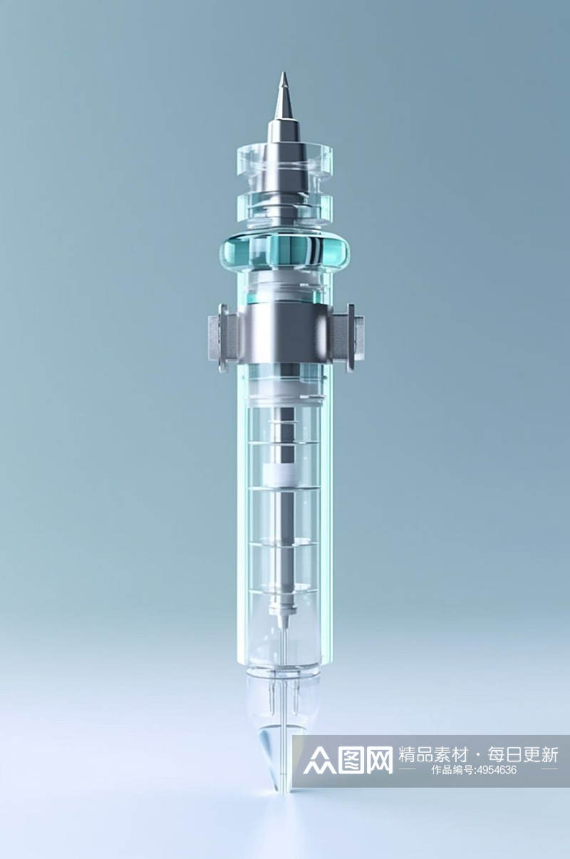 AI数字艺术极简注射器医疗仪器摄影图片素材