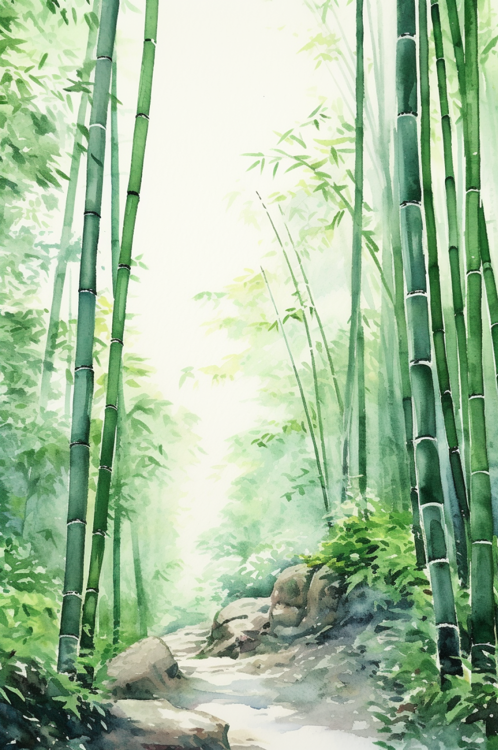 AI数字艺术中国风竹子竹林自然风景插画素材