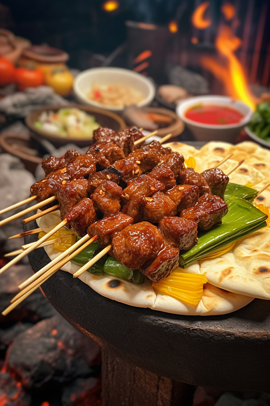AI数字艺术淄博烧烤美食摄影图-众图网