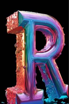 AI数字艺术炫彩彩色玻璃发光字母模型
