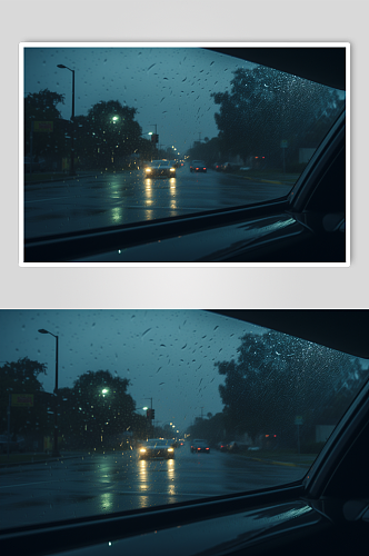 AI数字艺术暴雨自然天气摄影图