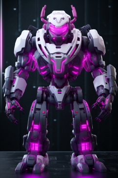 AI数字紫色可爱科技感机器人模型