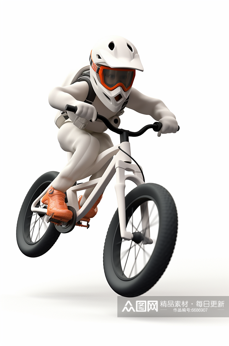 AI数字艺术3D学生骑自行车人物模型素材