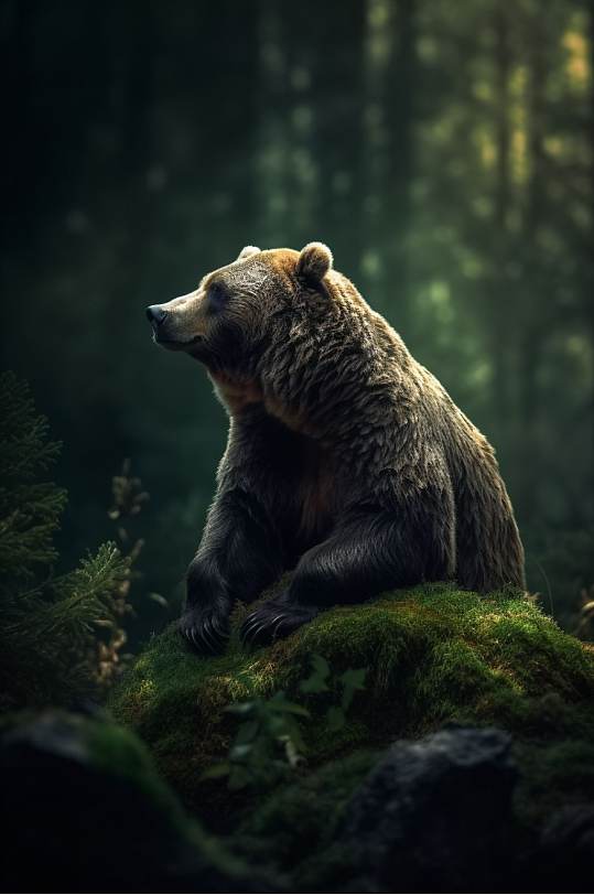 AI数字艺术手绘高清棕熊动物摄影图片