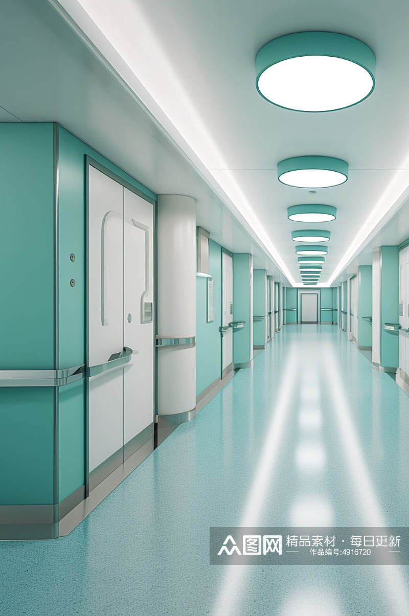 AI数字艺术高清走廊医院场景摄影图片素材