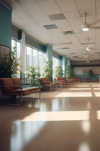 AI数字艺术简洁走廊医院场景摄影图片