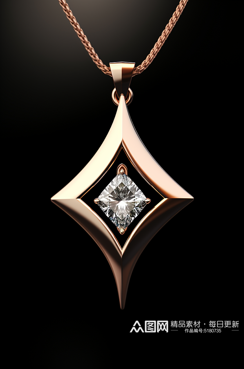 AI数字艺术珠宝钻石项链模型素材