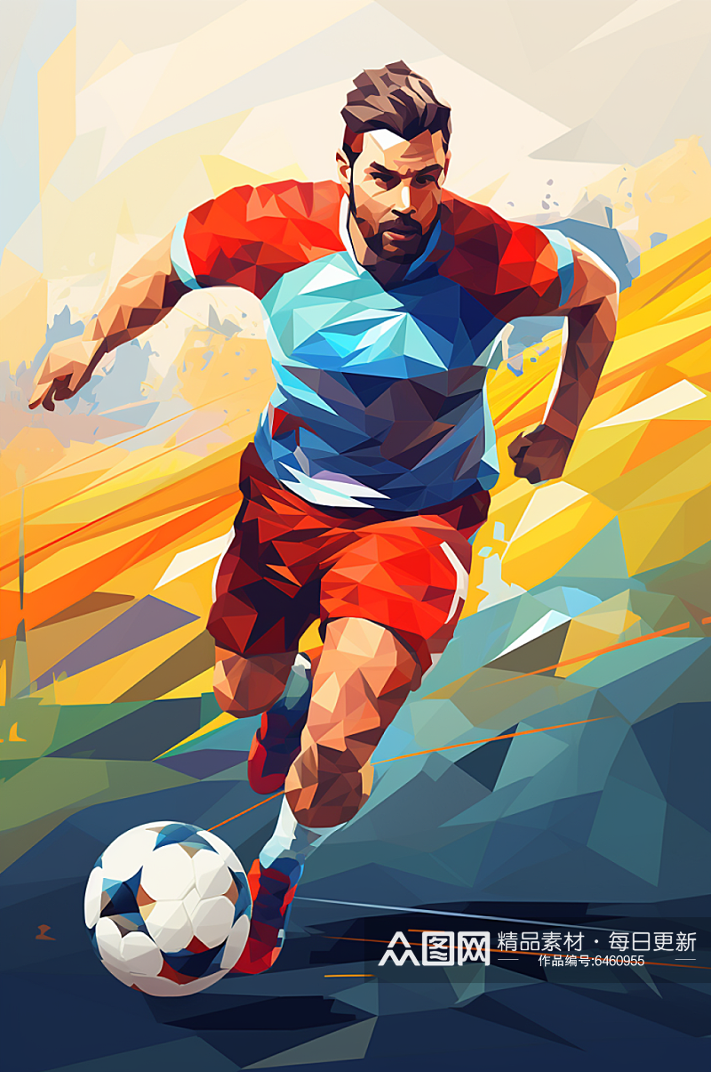 AI数字艺术足球体育运动插画素材