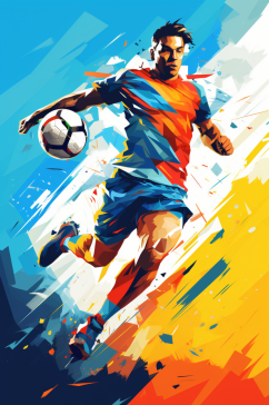 AI数字艺术足球体育运动插画