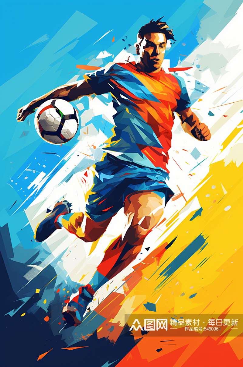 AI数字艺术足球体育运动插画素材