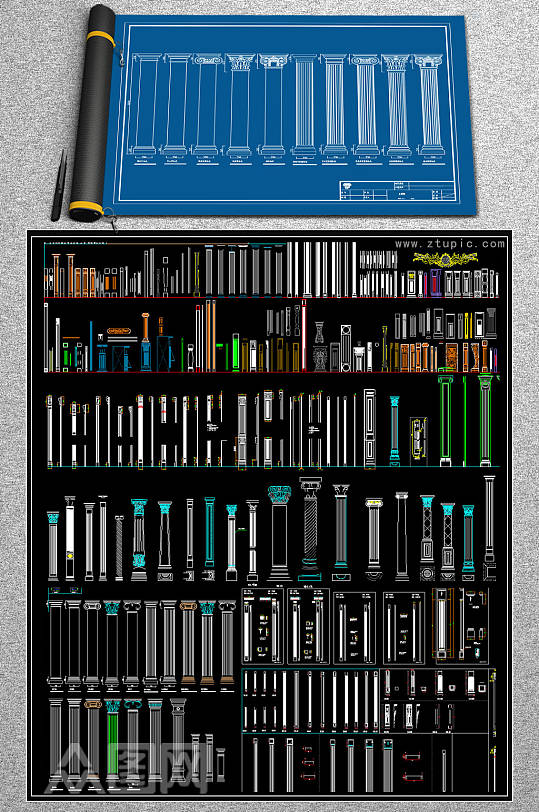 原创2019罗马柱CAD素材-众图网