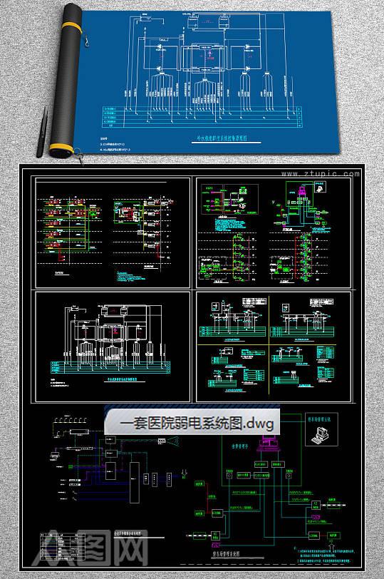 医院弱电系统图CAD图库-众图网