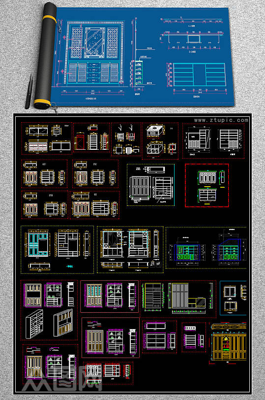 2019鞋柜cad图纸-众图网
