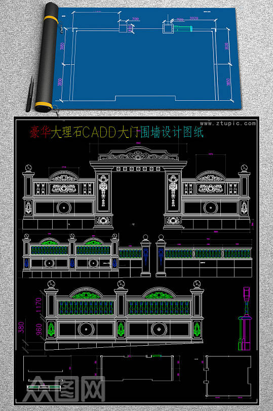 豪华大理石CAD大门