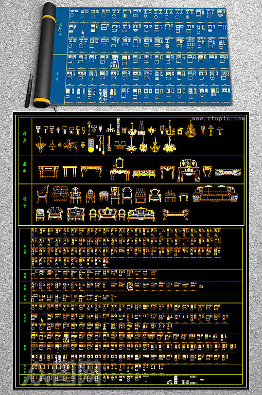 常用办公工装家具cad素材-众图网