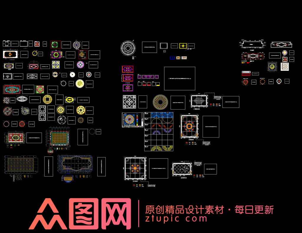 地面拼花石材拼花腰线CAD图库素材