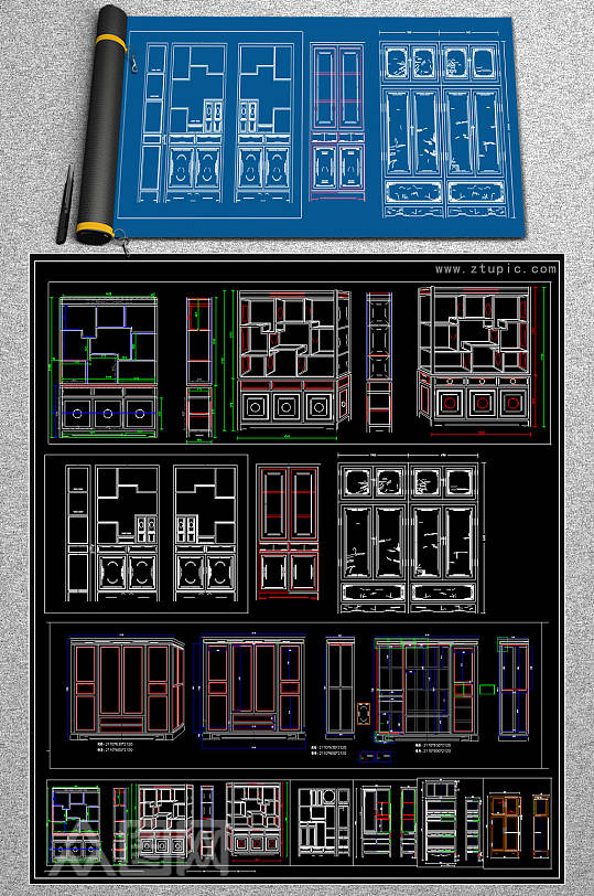 中式衣柜橱柜cad素材