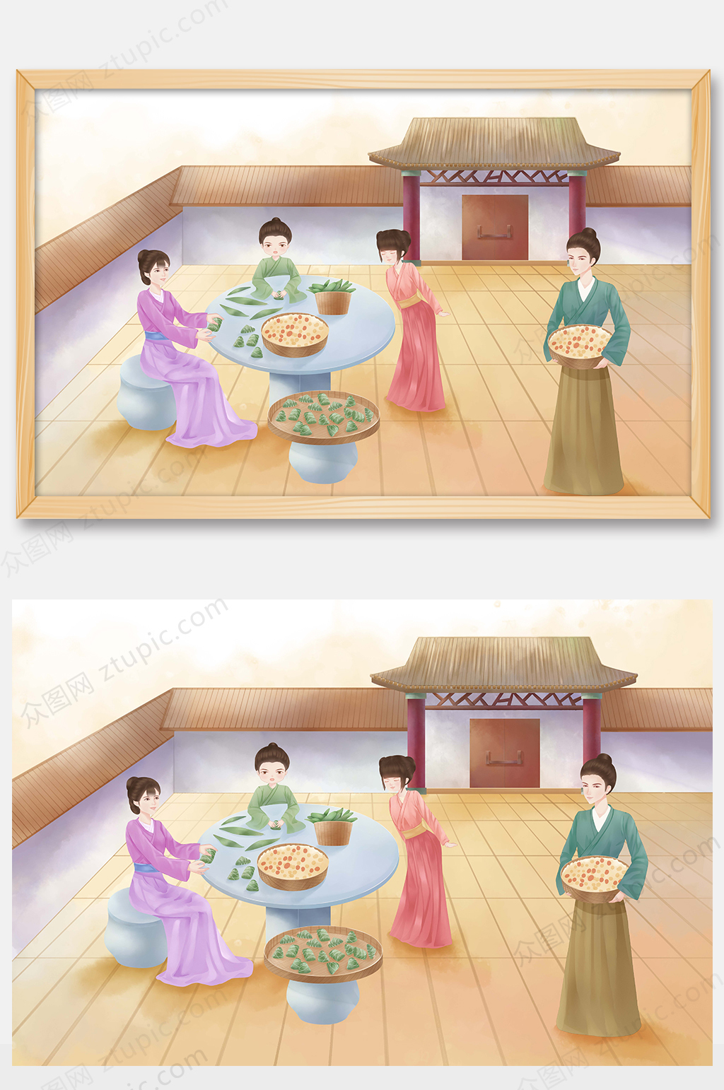 浓情端午节粽子插画素材元素素材