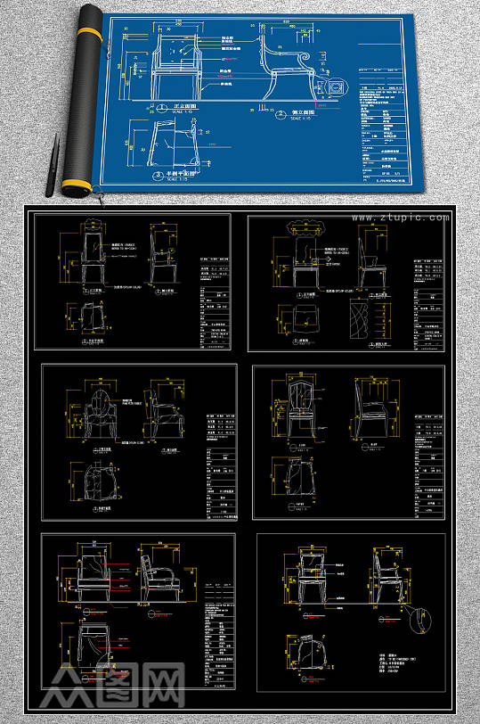 2019椅子cad三视图