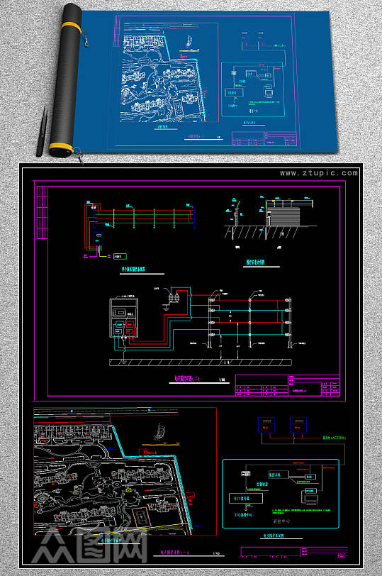脉冲电子围栏CAD系统图