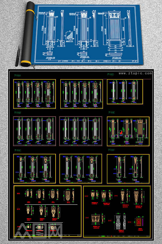 护墙板柜门罗马柱CAD设计模块
