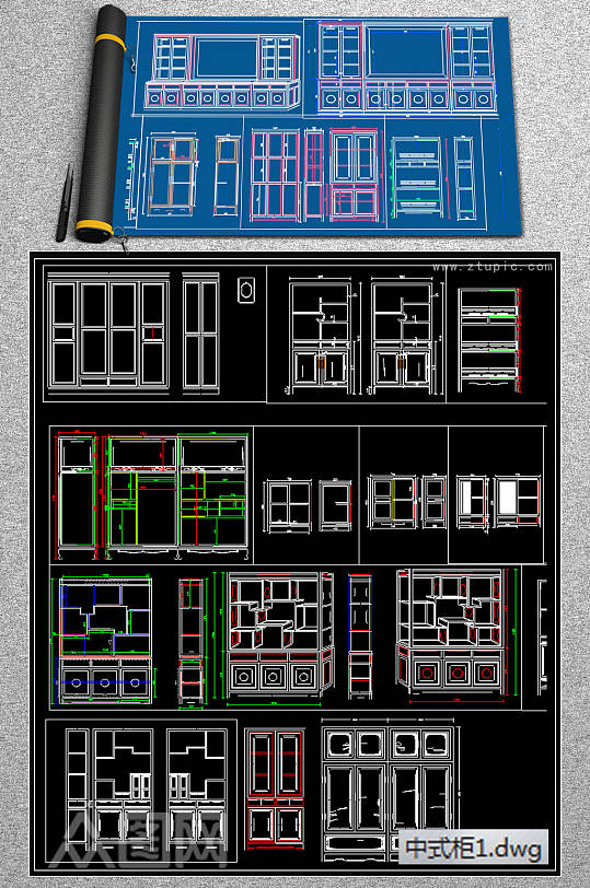 中式柜cad素材-众图网