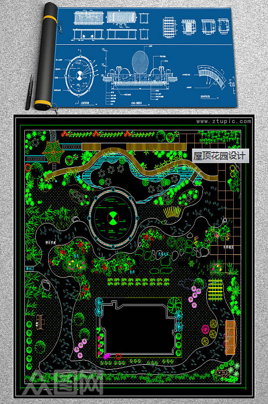 原创屋顶花园CAD图库