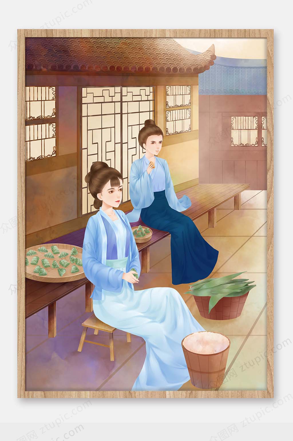 原创复古端午节插画设计素材
