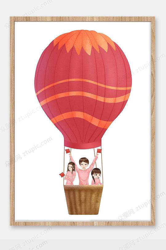 原创国庆旅游氢气球商业插画设计