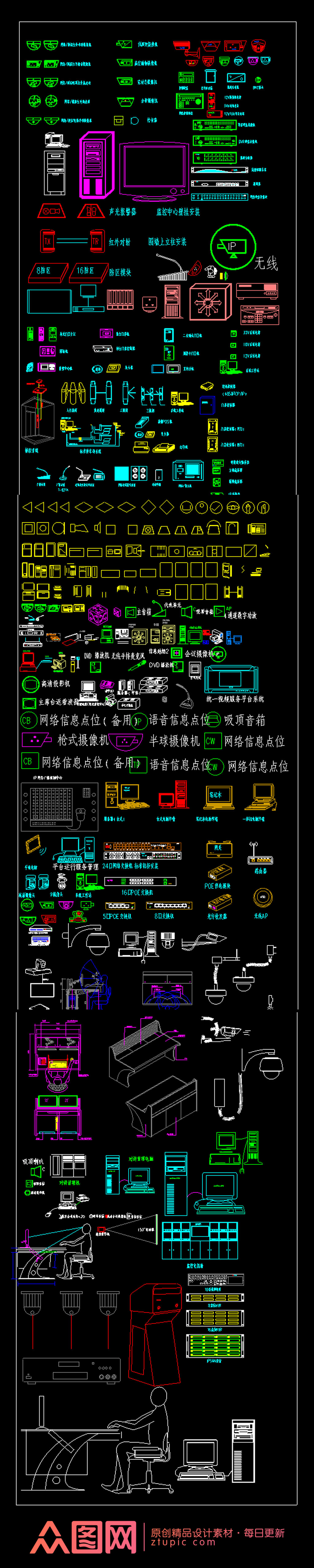 智能弱电安防监控CAD图块素材