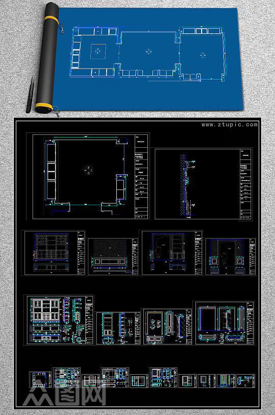 原创衣柜衣帽间室内家具cad图库大全