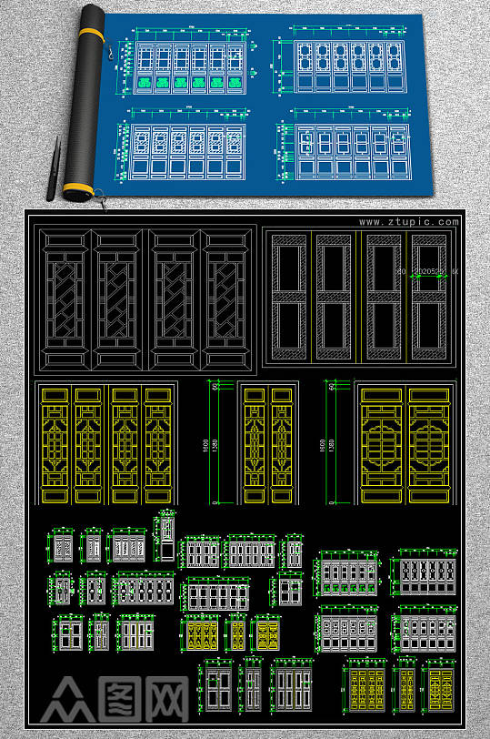 2019原创全套木质门窗CAD图库总汇