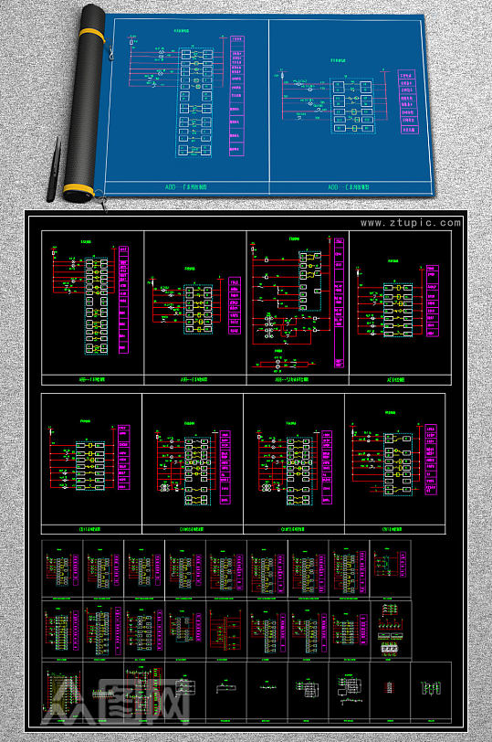原创开关控制图块CAD图纸
