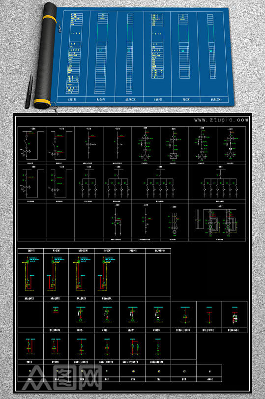 原创弱电机柜CAD图库-众图网