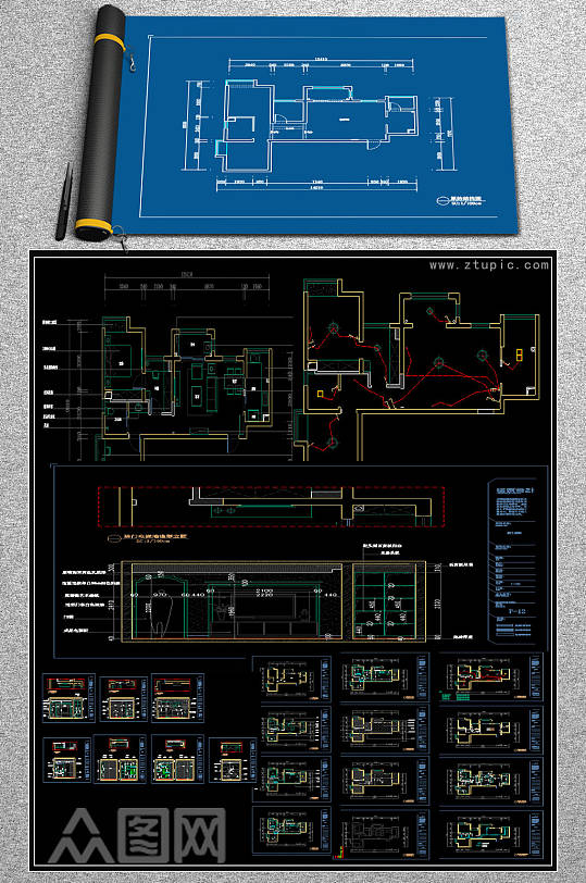 原创现代风格家装全套CAD施工图