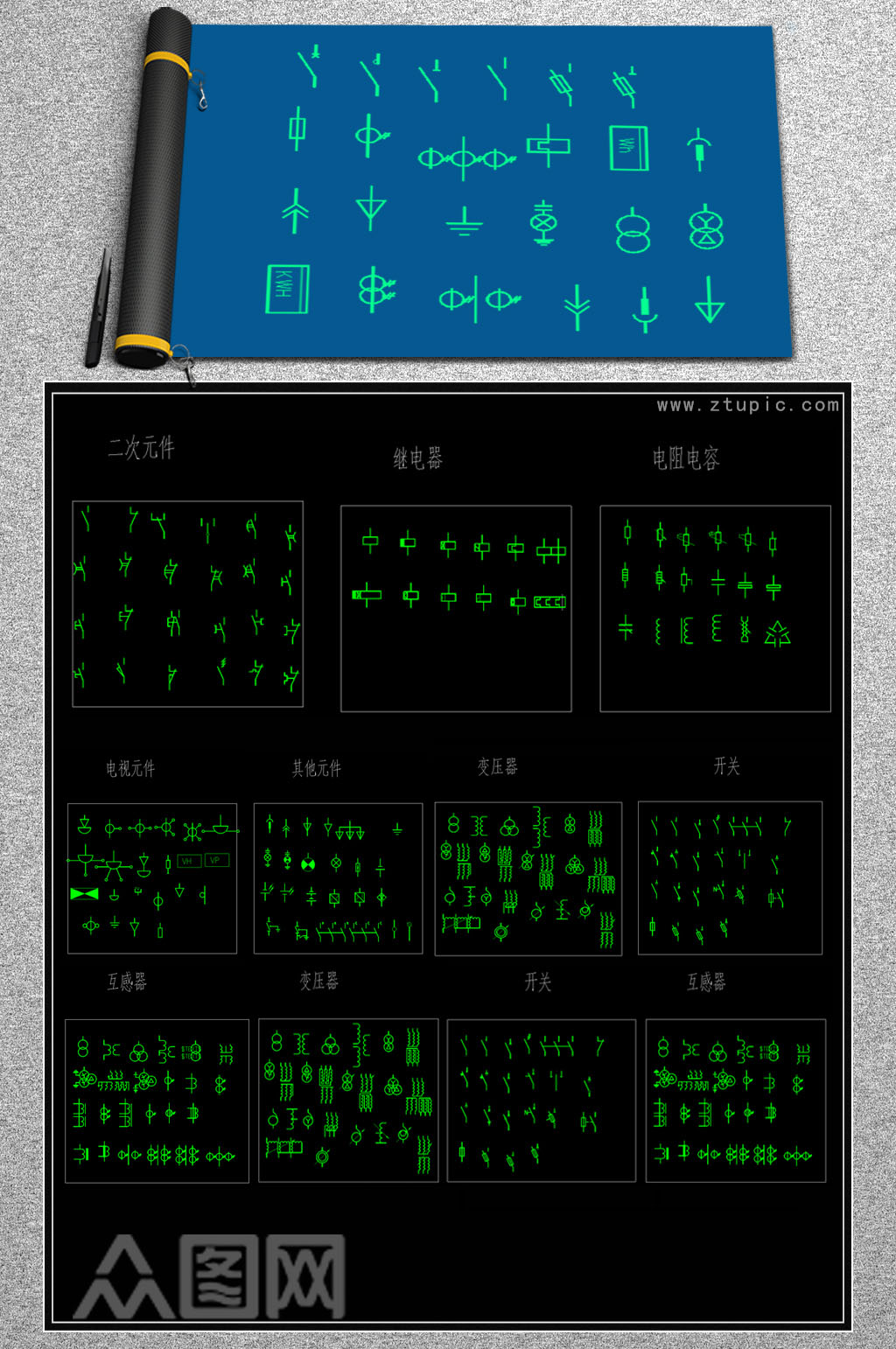 AUTO CAD电气元件库素材下载-众图网
